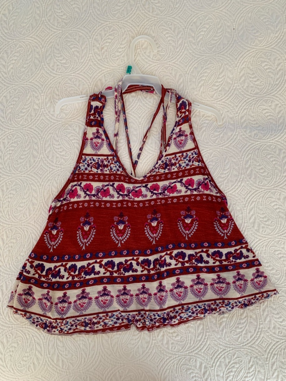 Forever 21 Los Angeles Halter Tank Top Women’s M Red Geometric Swing Strappy